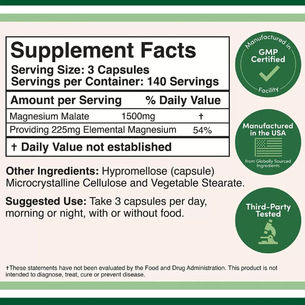 Magnézium Malát 1500 mg, Double Wood Supplements Magnesium Malate, 420 kapszula Magnézium Malát 1500 mg, Double Wood Supplements Magnesium Malate, 420 kapszula