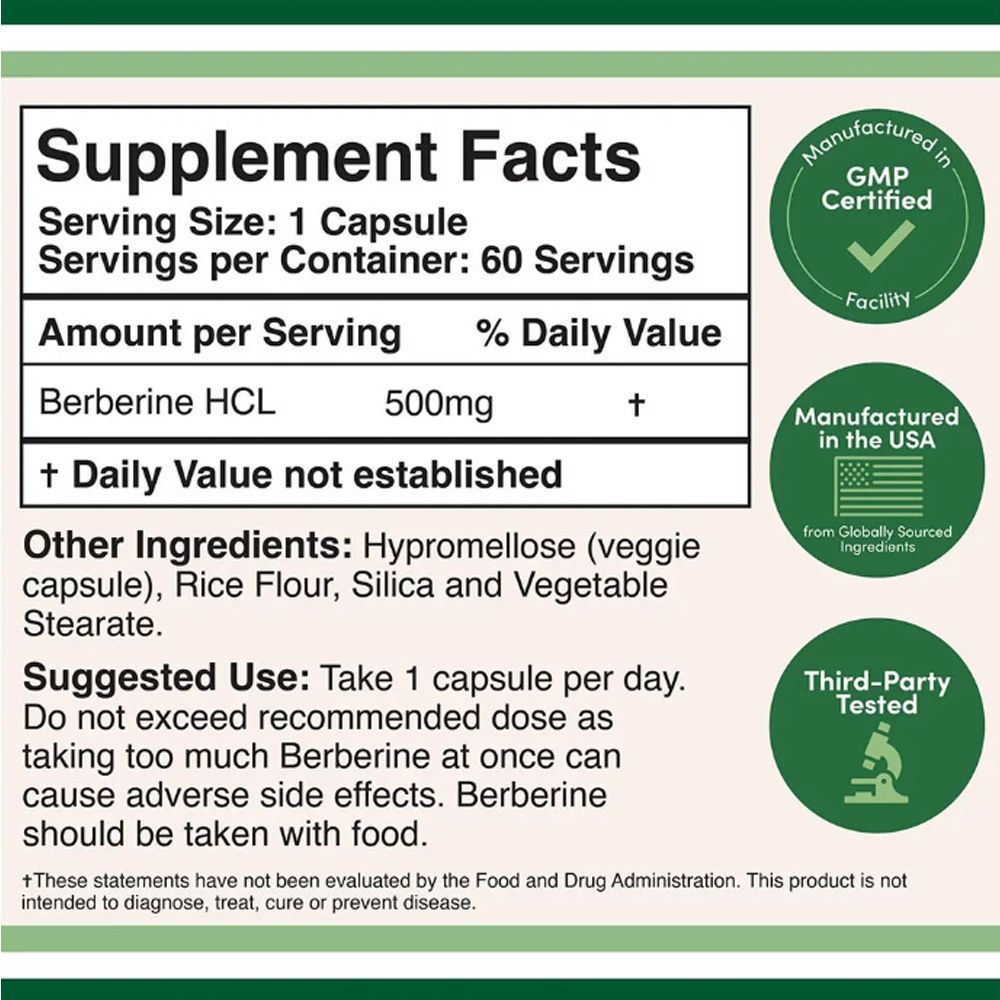 Berberin 500 mg, Double Wood Supplements Berberine, 60 kapszula Berberin 500 mg, Double Wood Supplements Berberine, 60 kapszula