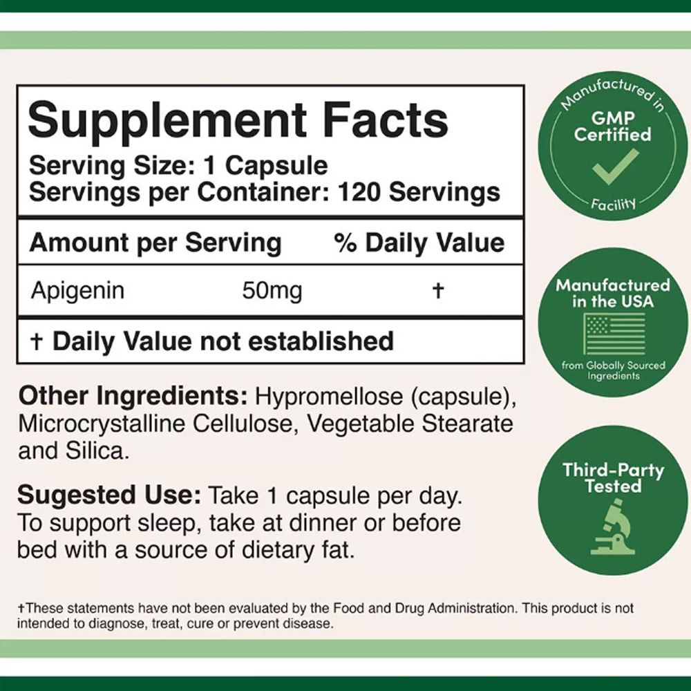 Apigenin 50 mg, Double Wood Supplements Apigenin, 120 kapszula Apigenin 50 mg, Double Wood Supplements Apigenin, 120 kapszula