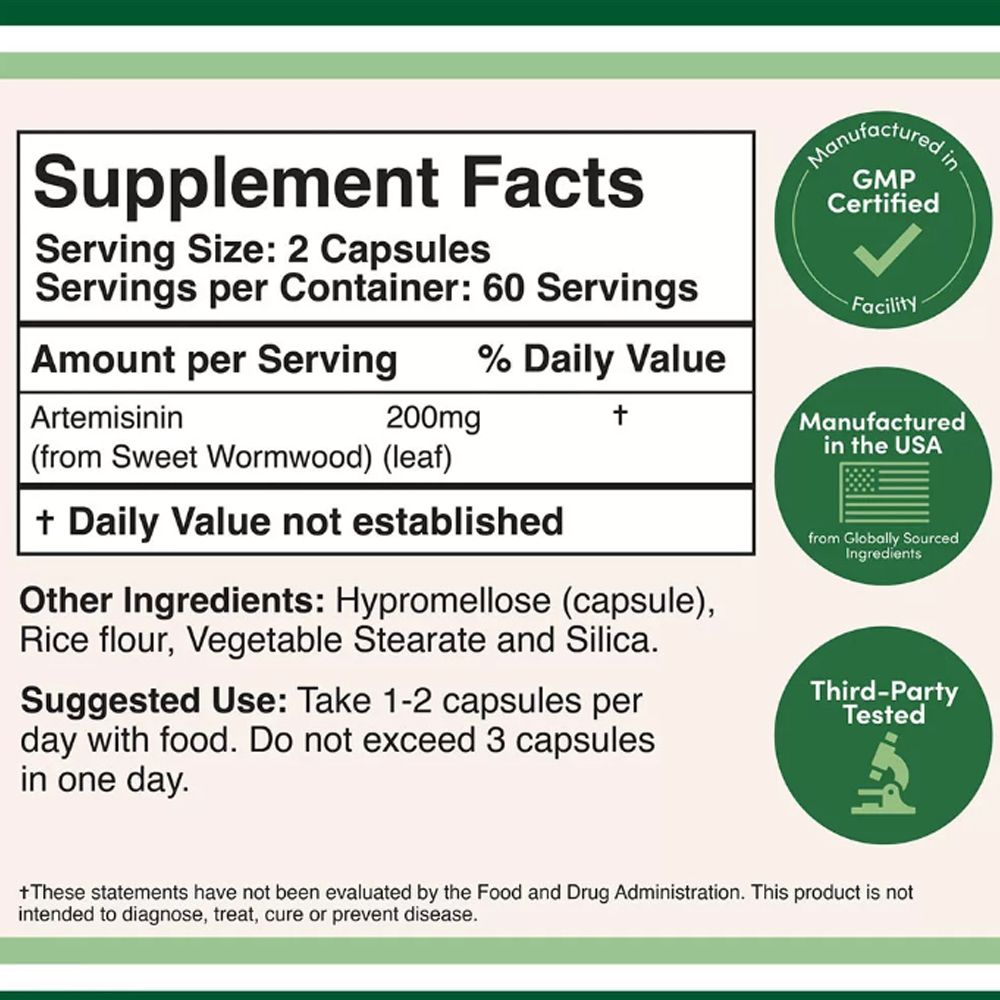 Immunrendszer Támogató, Double Wood Supplements Artemisinin, 120 kapszula Immunrendszer Támogató, Double Wood Supplements Artemisinin, 120 kapszula