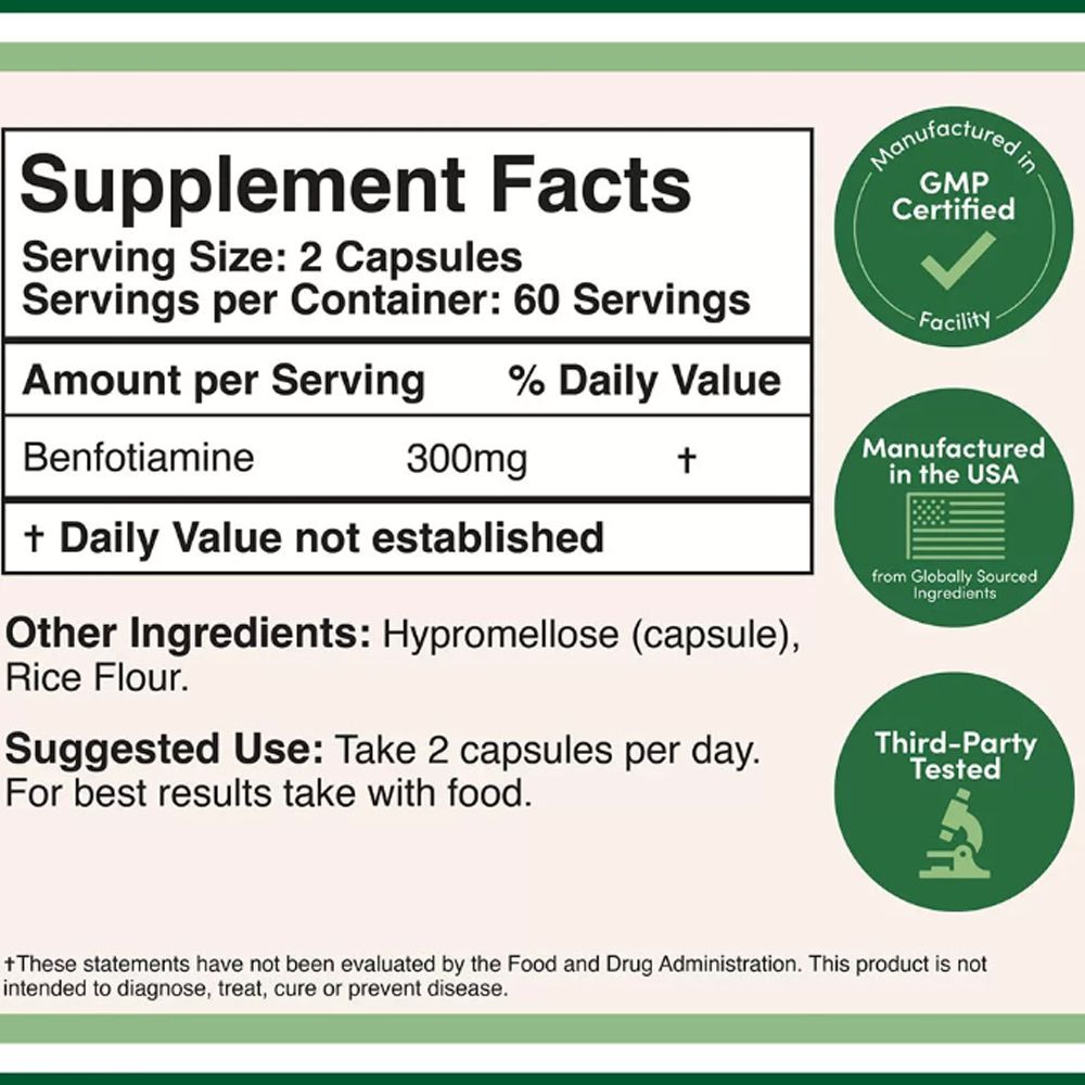 Benfotiamine 300 mg, Double Wood Supplements Benfotiamine, 120 kapszula Benfotiamine 300 mg, Double Wood Supplements Benfotiamine, 120 kapszula