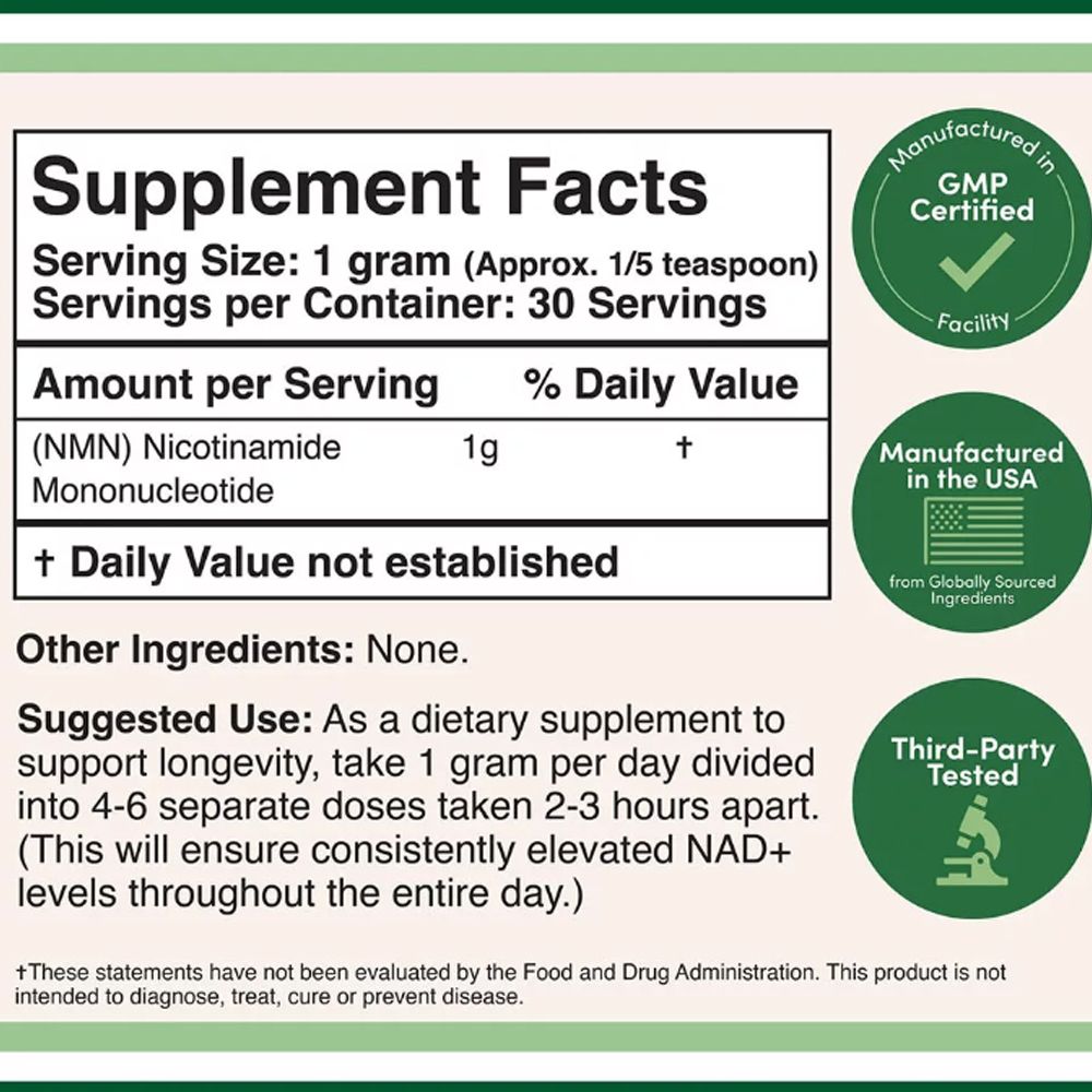 NMN, Double Wood Supplements NMN Powder, 30 g NMN, Double Wood Supplements NMN Powder, 30 g