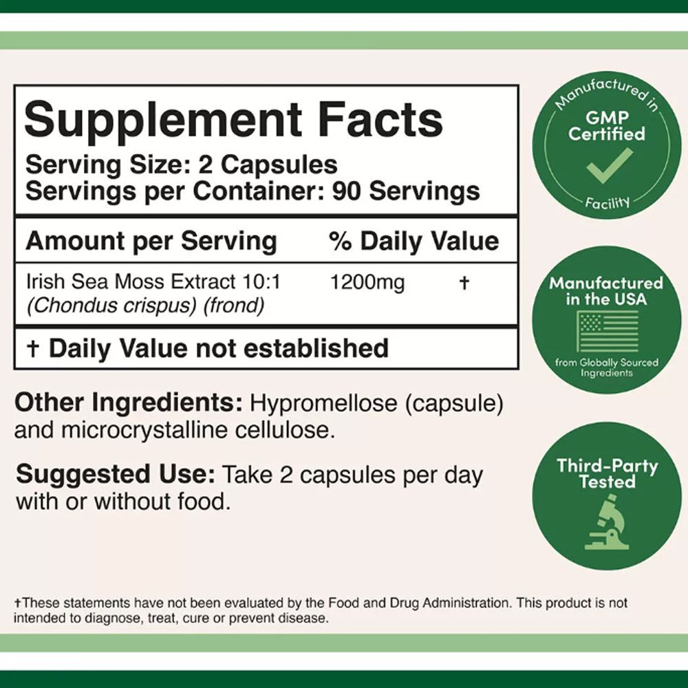 Ír Moszat, Double Wood Supplements Irish Sea Moss, 180 kapszula Ír Moszat, Double Wood Supplements Irish Sea Moss, 180 kapszula