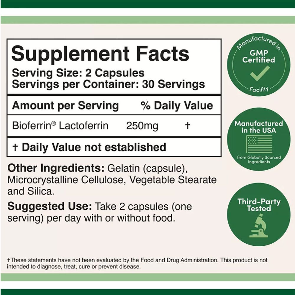 Laktoferrin 250 mg, Double Wood Supplements Lactoferrin, 60 kapszula Laktoferrin 250 mg, Double Wood Supplements Lactoferrin, 60 kapszula