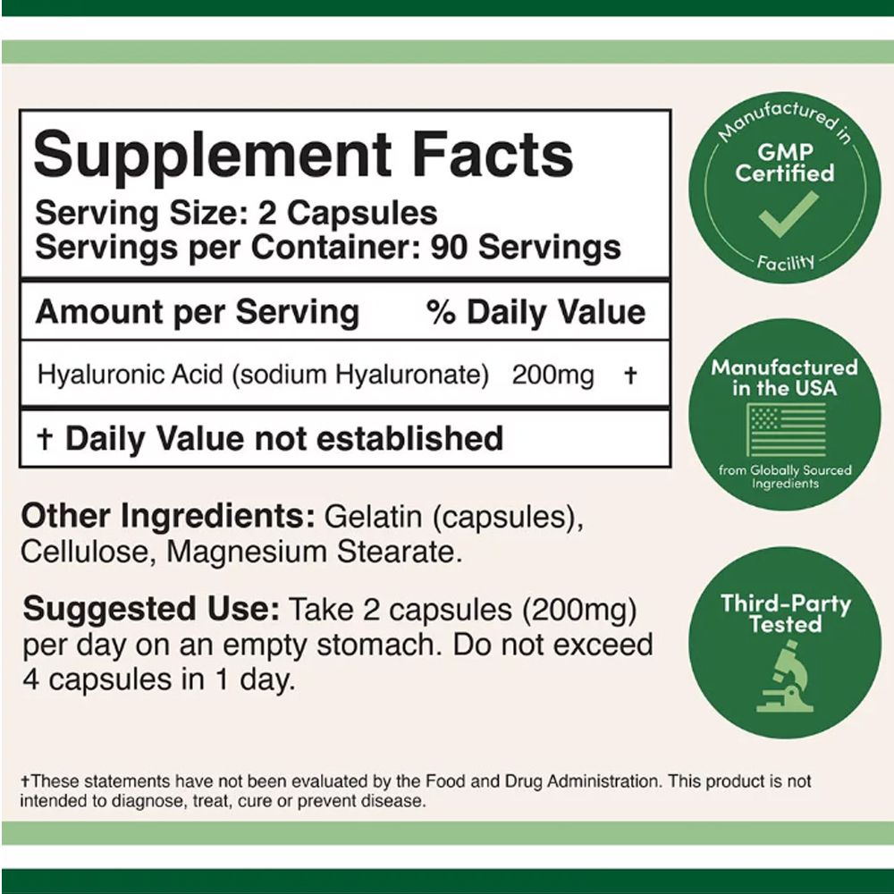 Hialuronsav 200 mg, Double Wood Supplements Hyaluronic Acid, 180 kapszula Hialuronsav 200 mg, Double Wood Supplements Hyaluronic Acid, 180 kapszula