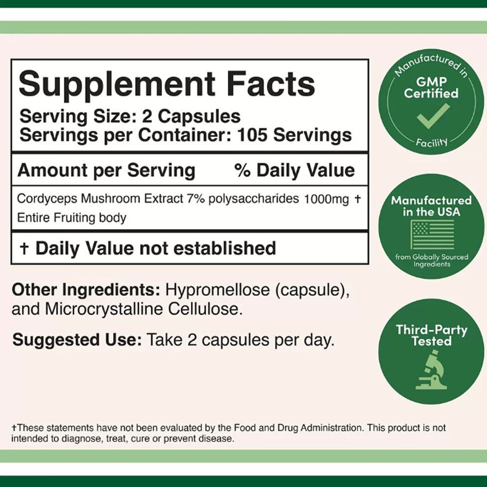 Cordyceps Gomba Kivonat 1000 mg, Double Wood Supplements Cordyceps Mushroom Extract, 210 kapszula Cordyceps Gomba Kivonat 1000 mg, Double Wood Supplements Cordyceps Mushroom Extract, 210 kapszula
