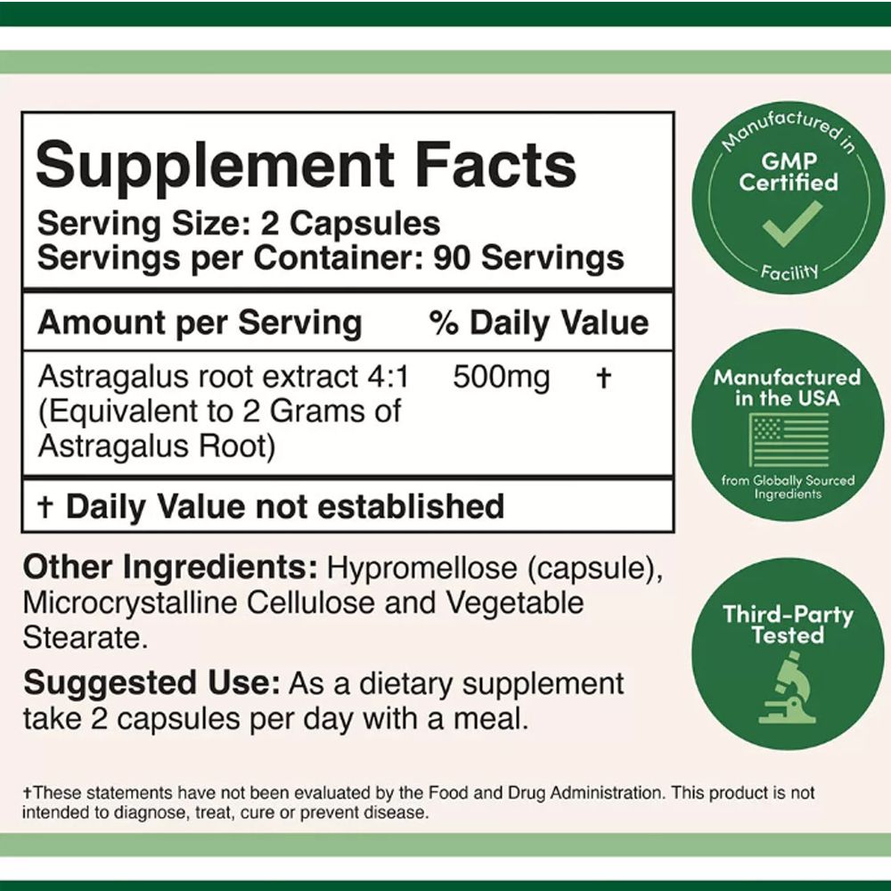 Astragalus 500 mg, Double Wood Supplements Astragalus, 180 kapszula Astragalus 500 mg, Double Wood Supplements Astragalus, 180 kapszula
