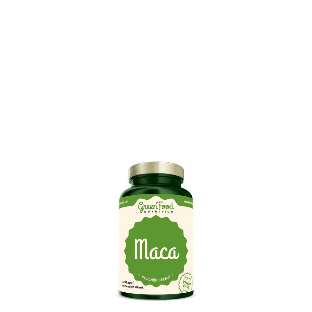 Maca gyökér 350 mg, GreenFood Nutrition Maca, 120 kapszula - EXP.2025.10.17.