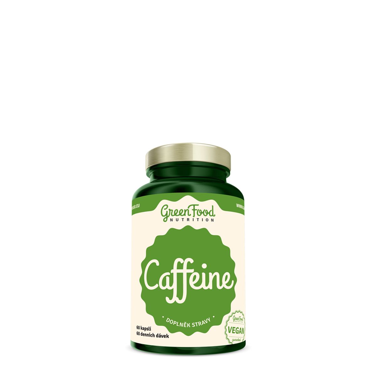 Koffein 125 mg, GreenFood Caffeine, 60 kapszula - EXP.2026.01.09.