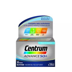 Centrum Advance 50+ - Teljeskörű napi mutivitamin az általános jóllétért 50 év felett - 30 tabletta - EXP.2025.12.31.