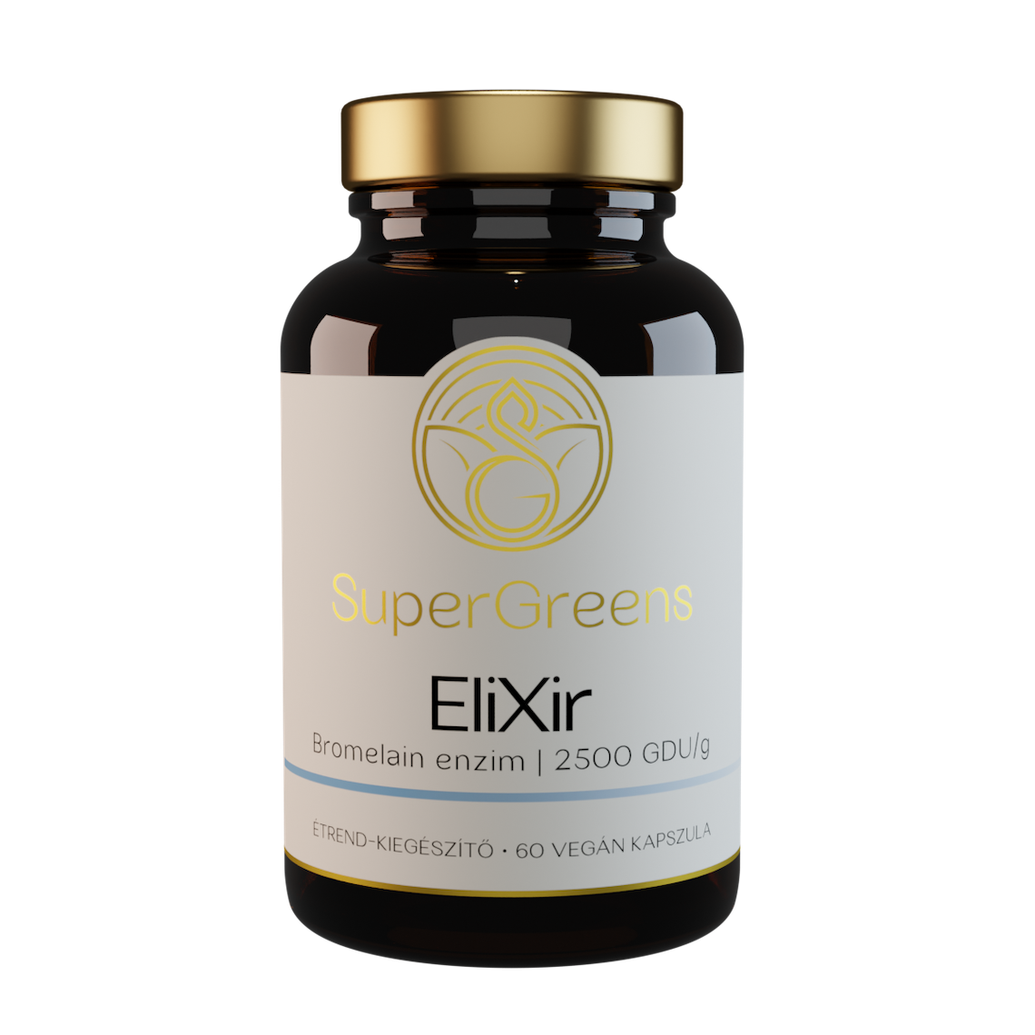 EliXir Bromelain enzim, SuperGreens, 60 kapszula