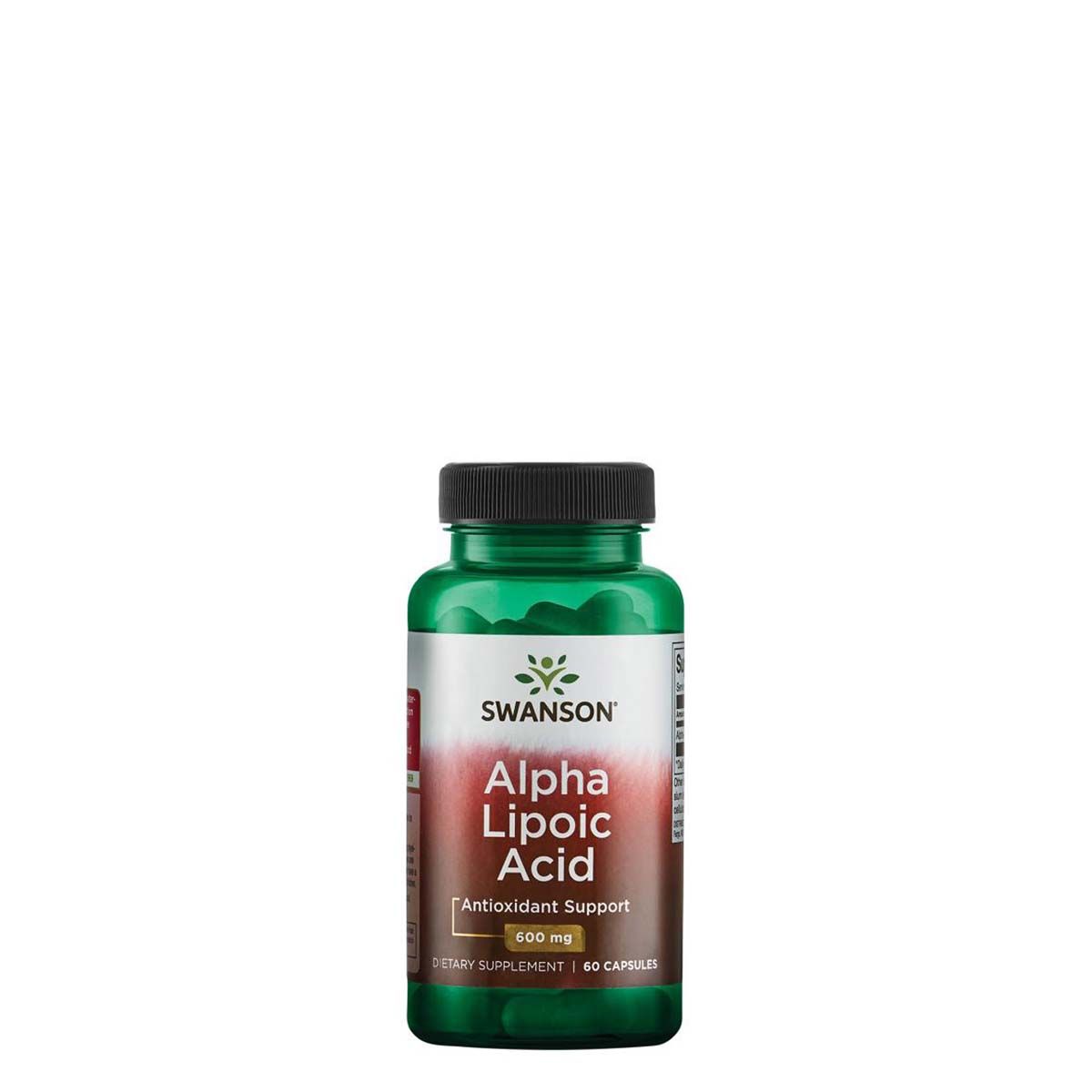 Alfa liponsav 600 mg, Swanson Alpha Lipoic Acid ALA, 60 kapszula - EXP.2026.03.31.