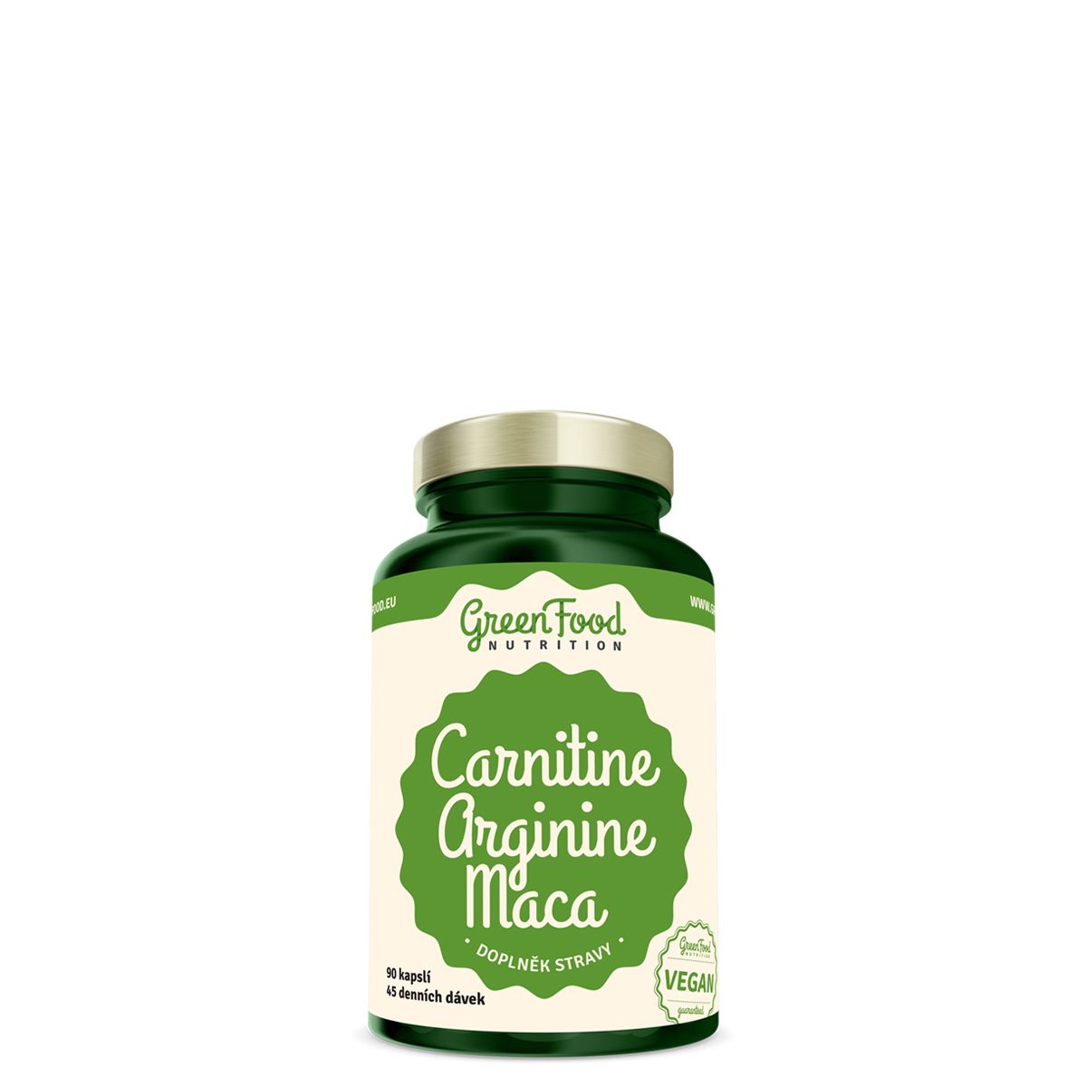 Karnitin-arginin-maca formula, GreenFood Nutrition Carnitine + Arginine + Maca, 90 kapszula - EXP.2026.09.13.