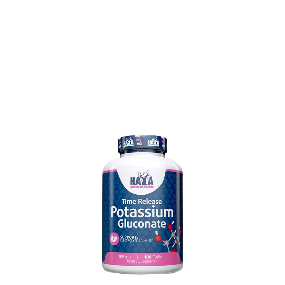 Kálium-glükonát 99 mg, Haya Labs Potassium Gluconate, 100 tabletta - EXP.2026.06.