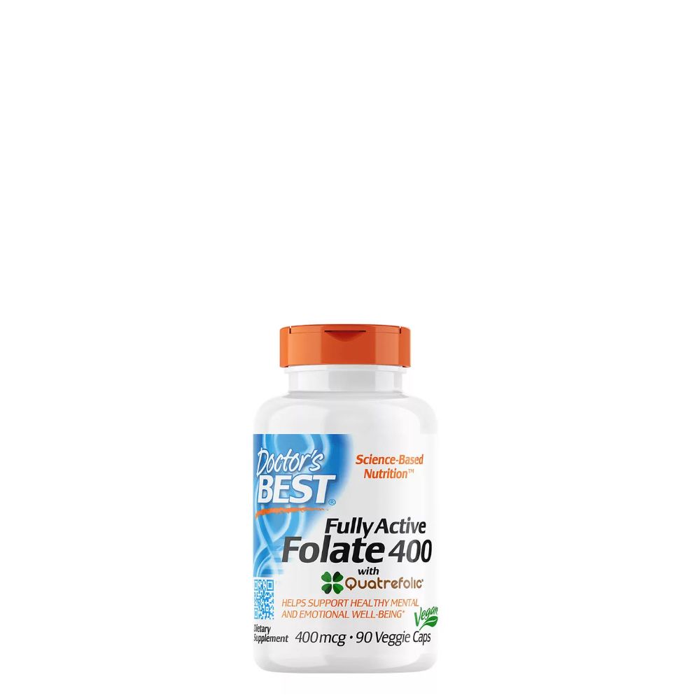 Aktív Folát + Quatrefolic 400 mcg, Doctor's Best Folate, 90 kapszula - EXP.2026.07.