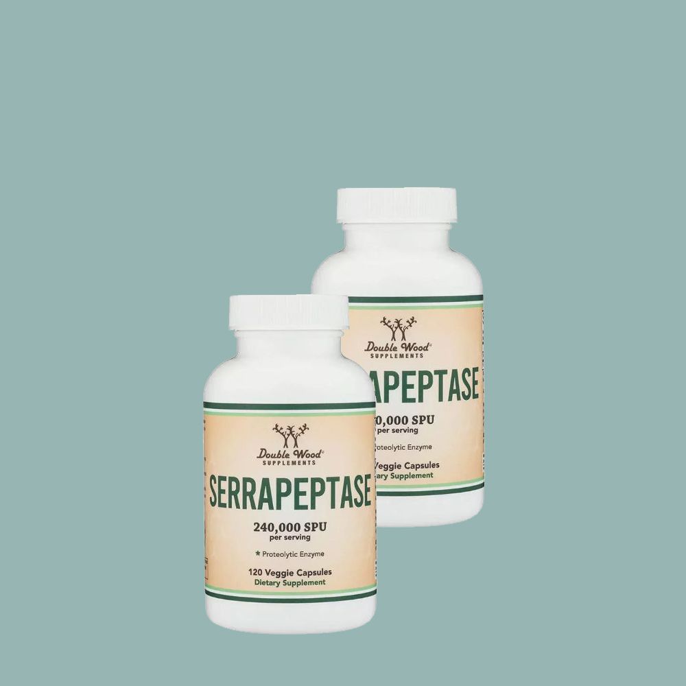 Gyulladáscsökkentő hatású enzim, Double Wood Supplements Serrapeptase, 2 x 120 kapszula