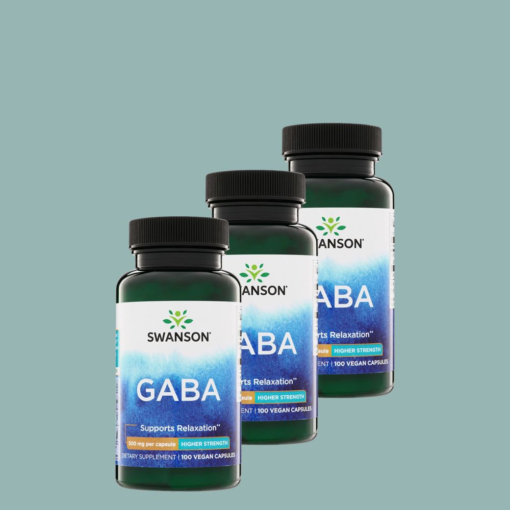 GABA gamma-amino-vajsav 500 mg, Swanson GABA, 3 x 100 kapszula