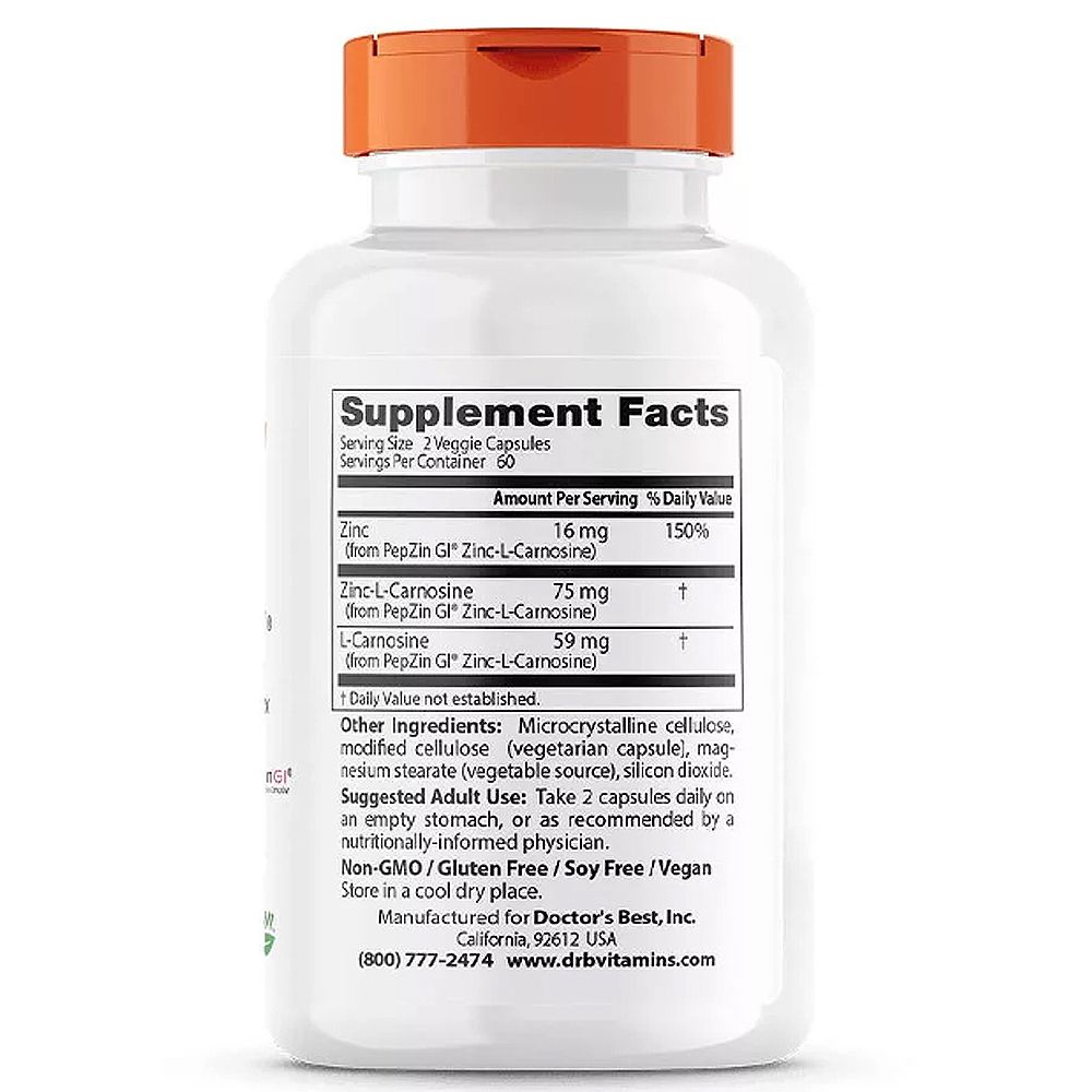 PepZin GI Emésztés támogatás, Doctor's Best Pepzin GI, 3 x 120 kapszula