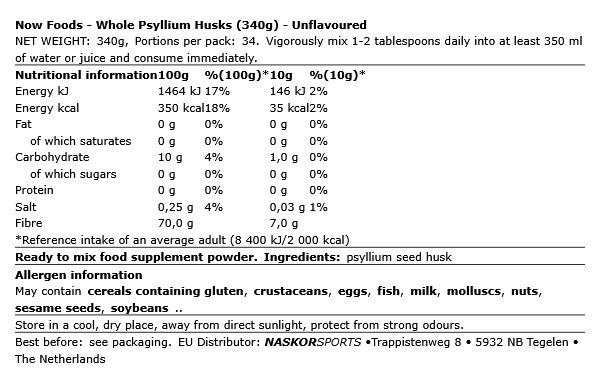 Egész útifű maghéj, Now Whole Psyllium Husks, 340 g Egész útifű maghéj, Now Whole Psyllium Husks, 340 g