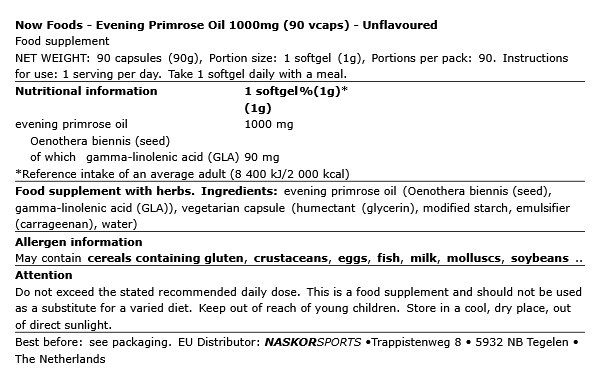 Ligetszépe olaj 1000 mg, Now Evening Primrose Oil, 90 kapszula Ligetszépe olaj 1000 mg, Now Evening Primrose Oil, 90 kapszula