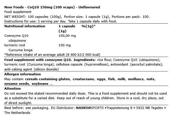 Q10 koenzim 150 mg, Now CoQ10, 100 kapszula Q10 koenzim 150 mg, Now CoQ10, 100 kapszula