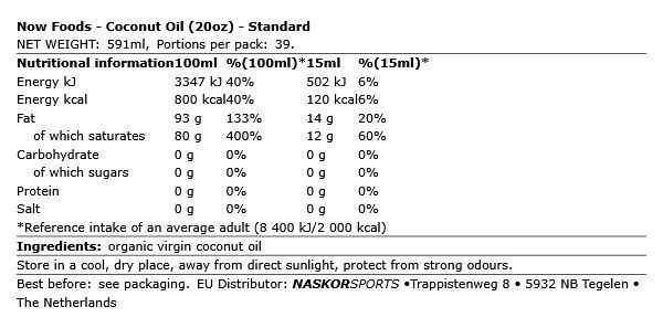 Kókuszolaj, Now Coconut Oil, 591 ml