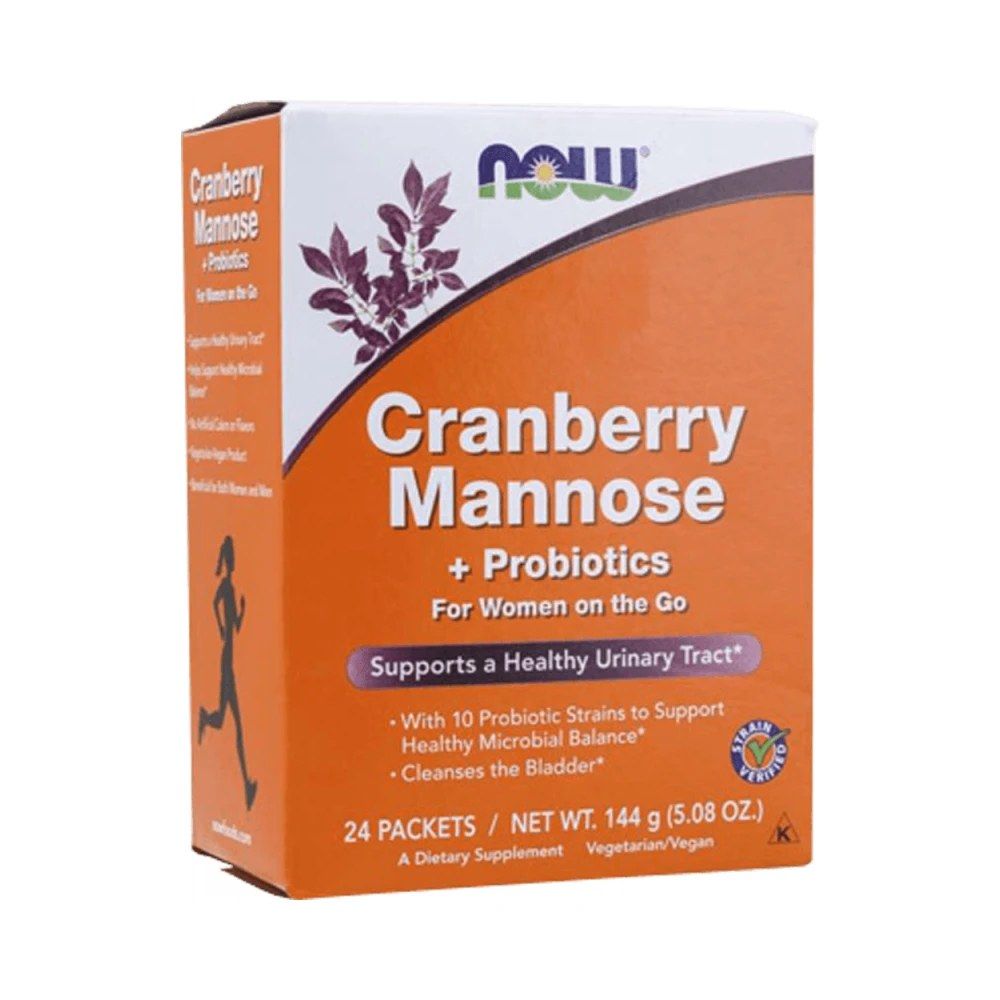Tőzegáfonya D-mannózzal és probiotikumokkal, Now Cranberry Mannose + Probiotics, 24 x 6 g