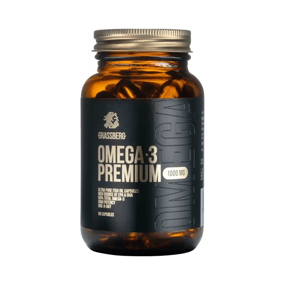 Omega-3 halolaj 1000 mg, Grassberg Omega-3 Premium, 60 kapszula