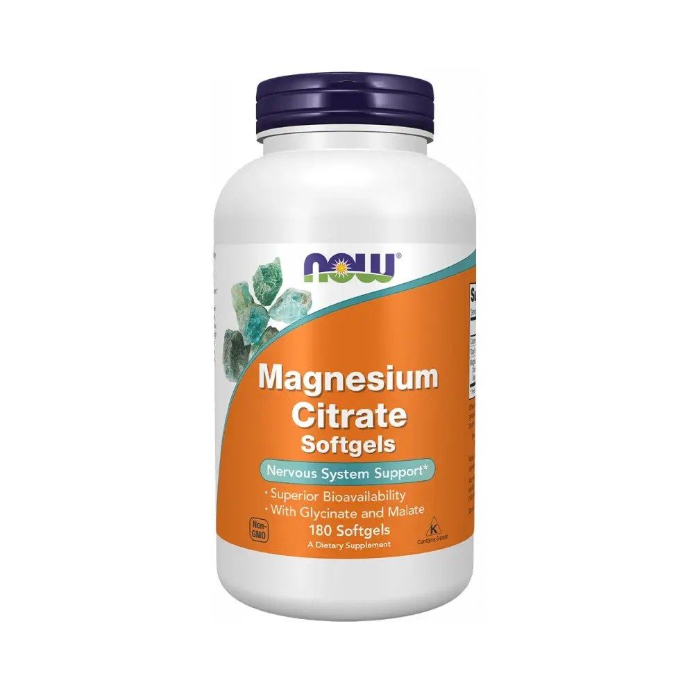 Magnézium-citrát, Now Magnesium Citrate, 180 lágykapszula