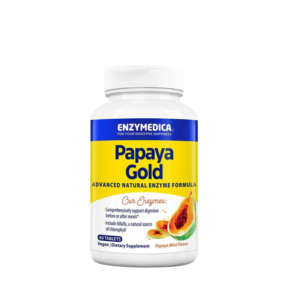 Papaya emésztőenzim rágótabletta, Enzymedica Papaya Gold, 60 tabletta, papaya-menta íz