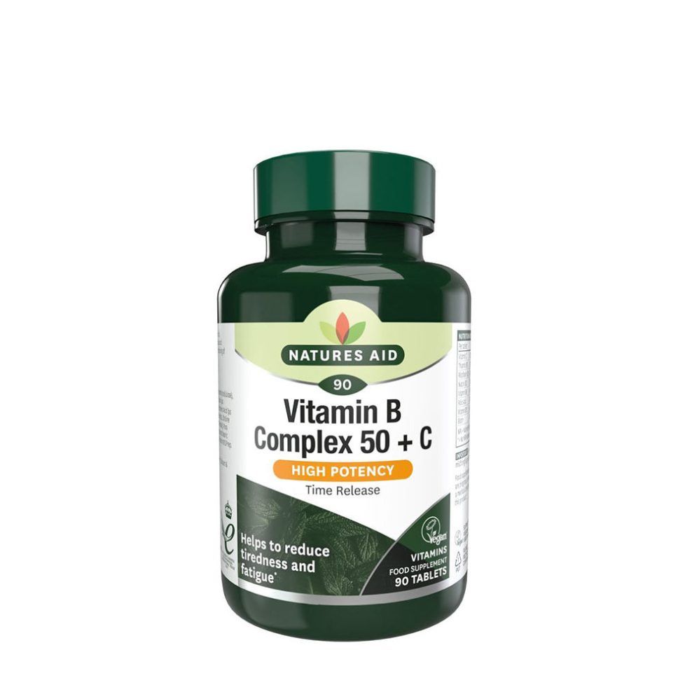 B-vitamin-komplex C-vitaminnal, Natures Aid B-50 Complex + C, 30 tabletta