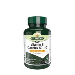B-vitamin-komplex C-vitaminnal, Natures Aid B-50 Complex + C, 30 tabletta