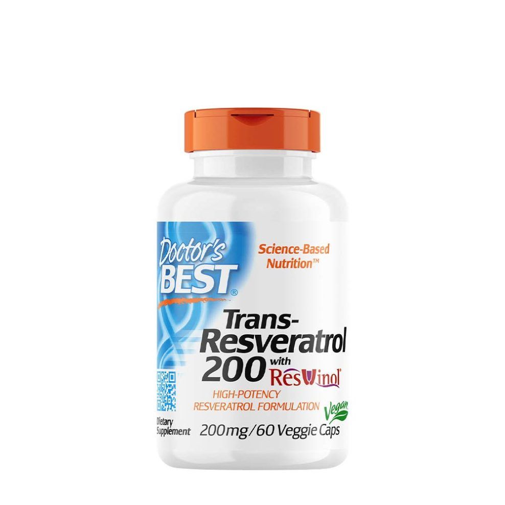 Transz-rezveratrol 200 mg, Doctor's Best Trans-Resveratrol with Resvinol 200 mg, 60 kapszula