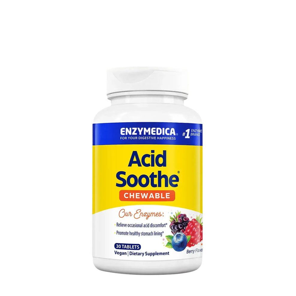 Gyomorsavtámogató rágótabletta, Enzymedica Acid Soothe® Chewable, 60 rágótabletta, bogyós gyümölcs íz