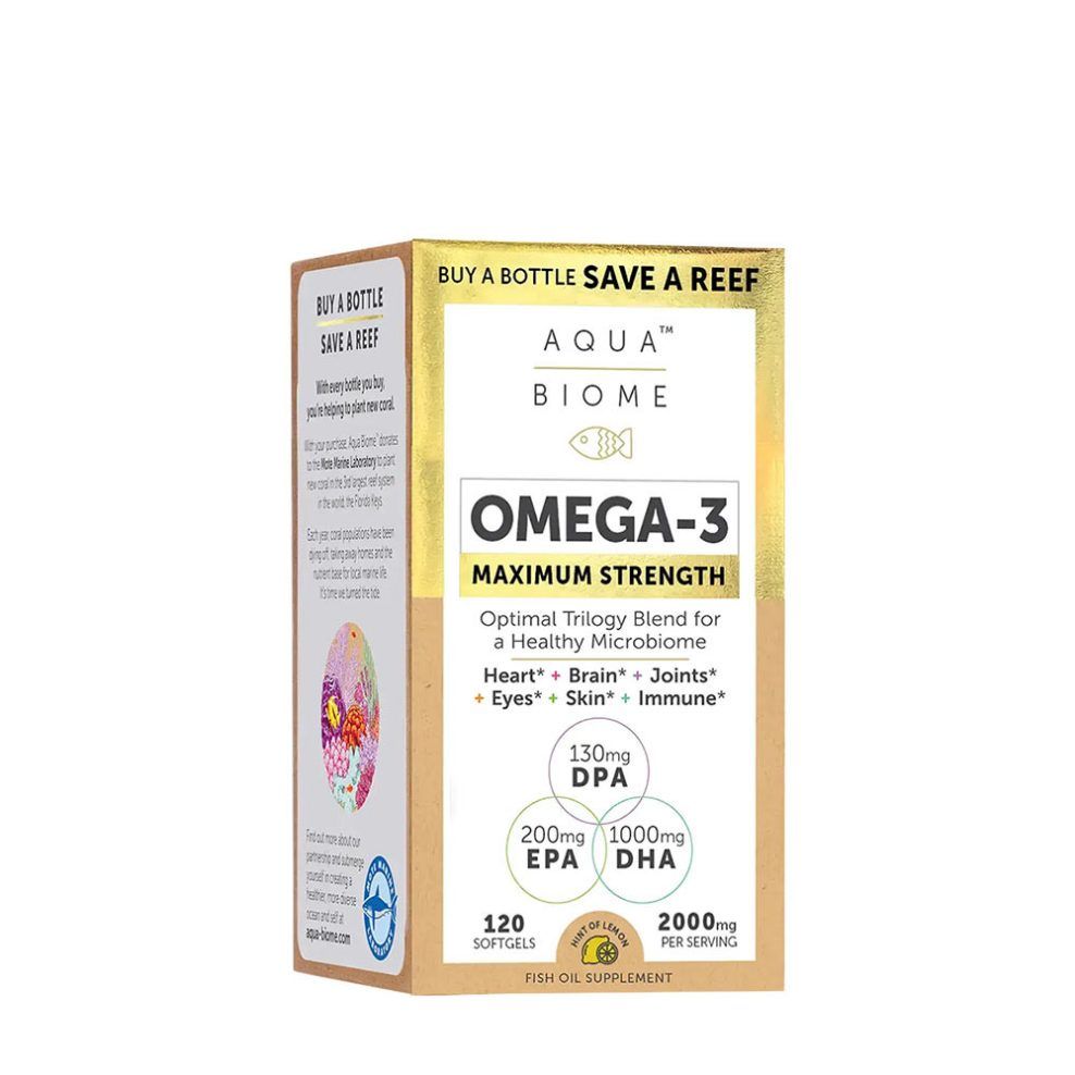 Omega-3 halolaj, Enzymedica Aqua Biome Maximum Strength Omega 3, 120 lágykapszula
