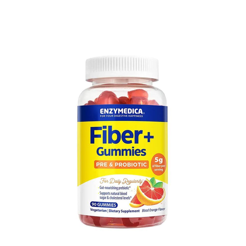 Rostkiegészítő gumicukor, Enzymedica Fiber+ Gummies, 90 gumicukor, vérnarancs íz