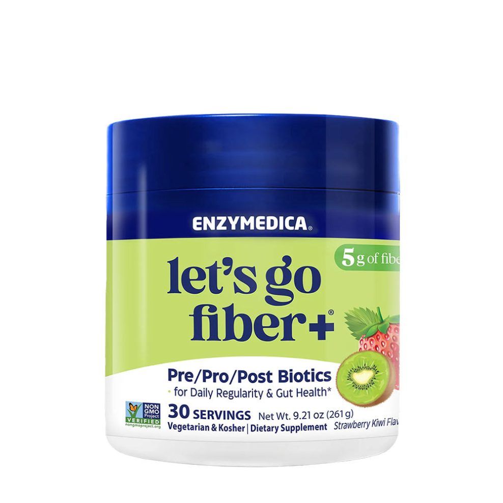 Rostkeverék eperrel és kivivel, Enzymedica Let’s Go Fiber+ Strawberry Kiwi, 30 adag