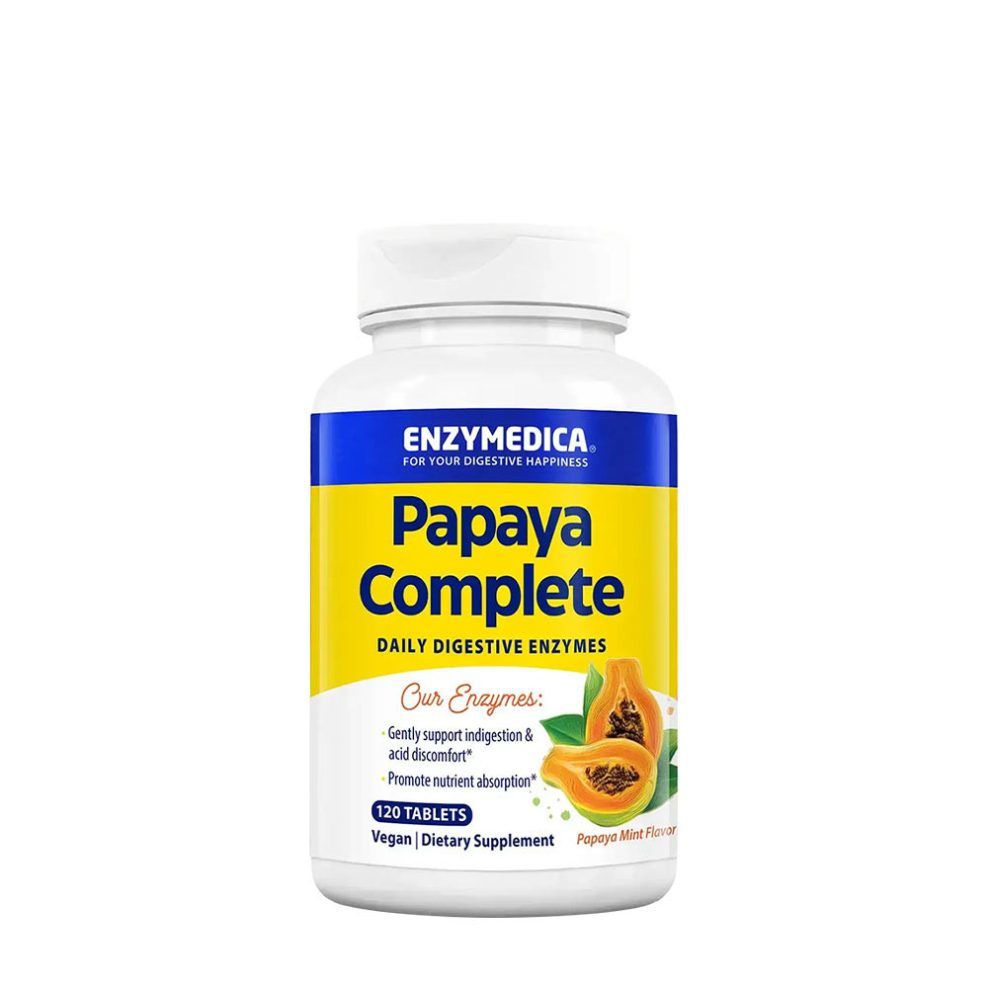 Papaya emésztőenzim rágótabletta, Enzymedica Papaya Complete, 120 tabletta, papaya-menta íz