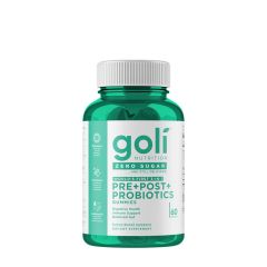 Cukormentes pre-, posztbiotikum és probiotikum gumivitamin, Goli Zero Sugar Pre + Post + Probiotics Gummies, 60 gumicukor