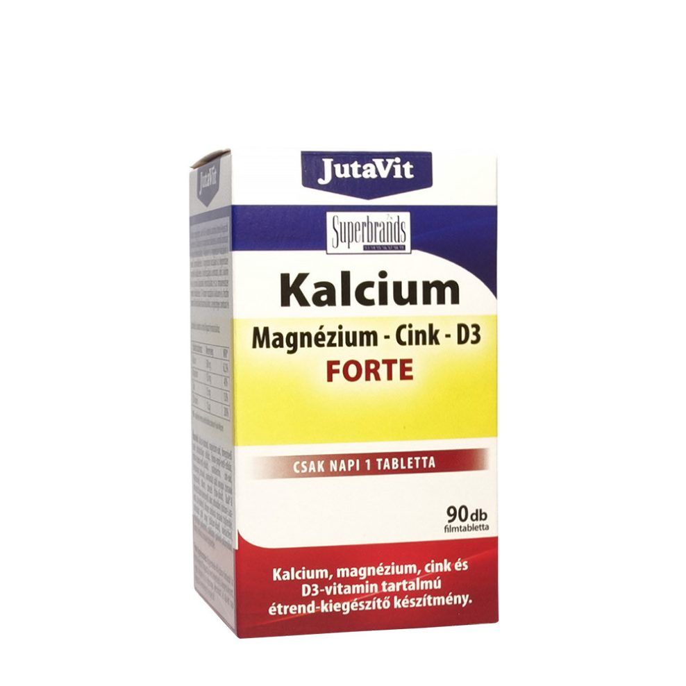 Kalcium-magnézium-cink D3-vitaminnal, JutaVit Calcium + Magnesium + Zinc + D3 Forte tablet, 90 tabletta