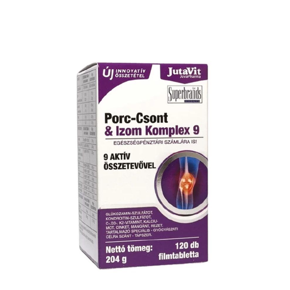 Porc-, csont- és izomkomplex, JutaVit Cartilage-Bone-Muscle Complex 9, 120 tabletta