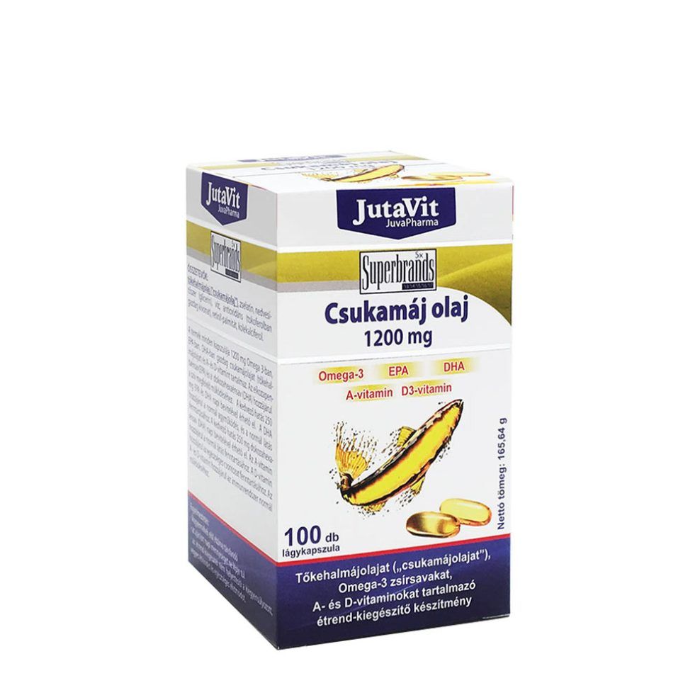 Tőkehalmájolaj 1200 mg, JutaVit Cod Liver Oil 1200 mg, 100 lágykapszula