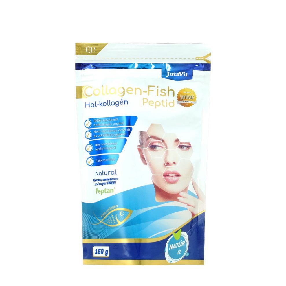 Hal kollagén peptidek, JutaVit Collagen-Fish Peptid, 150 g, natúr íz