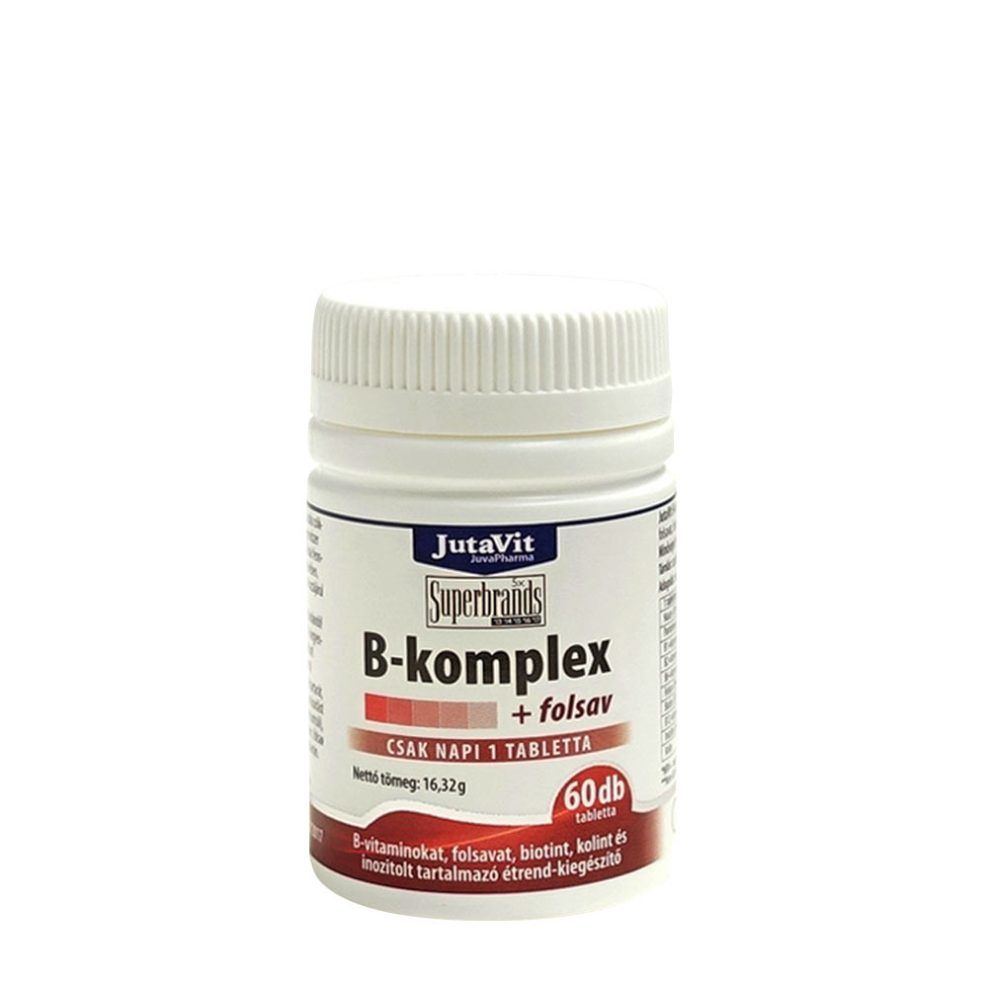 B-vitamin-komplex folsavval, JutaVit Complex Vitamin B + Folic Acid tablet, 60 tabletta