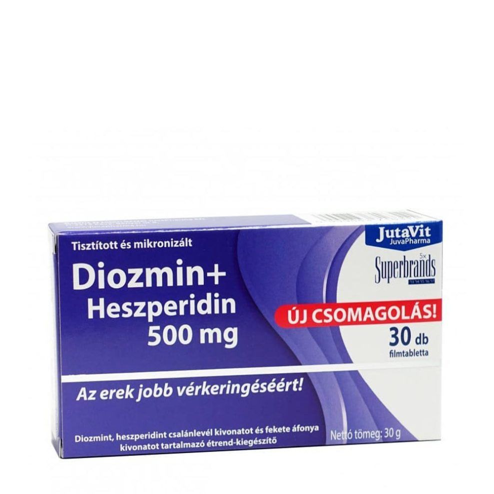 Dioszmin és heszperidin 500 mg, JutaVit Diosmin + Hesperidin 500 mg, 30 tabletta
