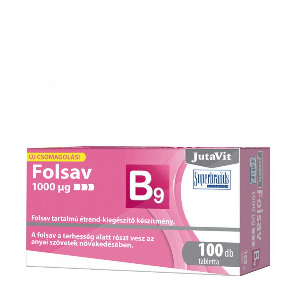 Folsav, JutaVit Folic Acid tablet, 100 tabletta