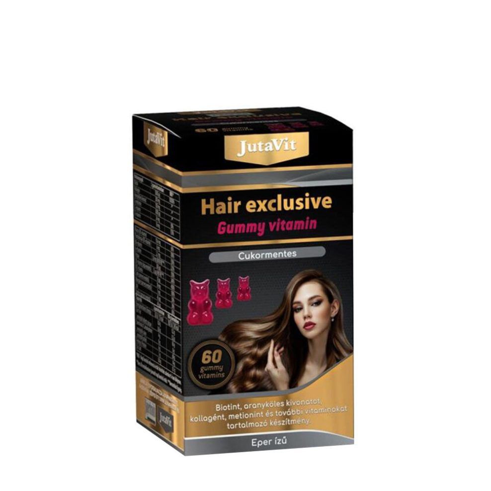 Hajvitamin gumicukor, JutaVit Hair Exclusive Gummy Vitamin, 60 gumicukor, eper íz
