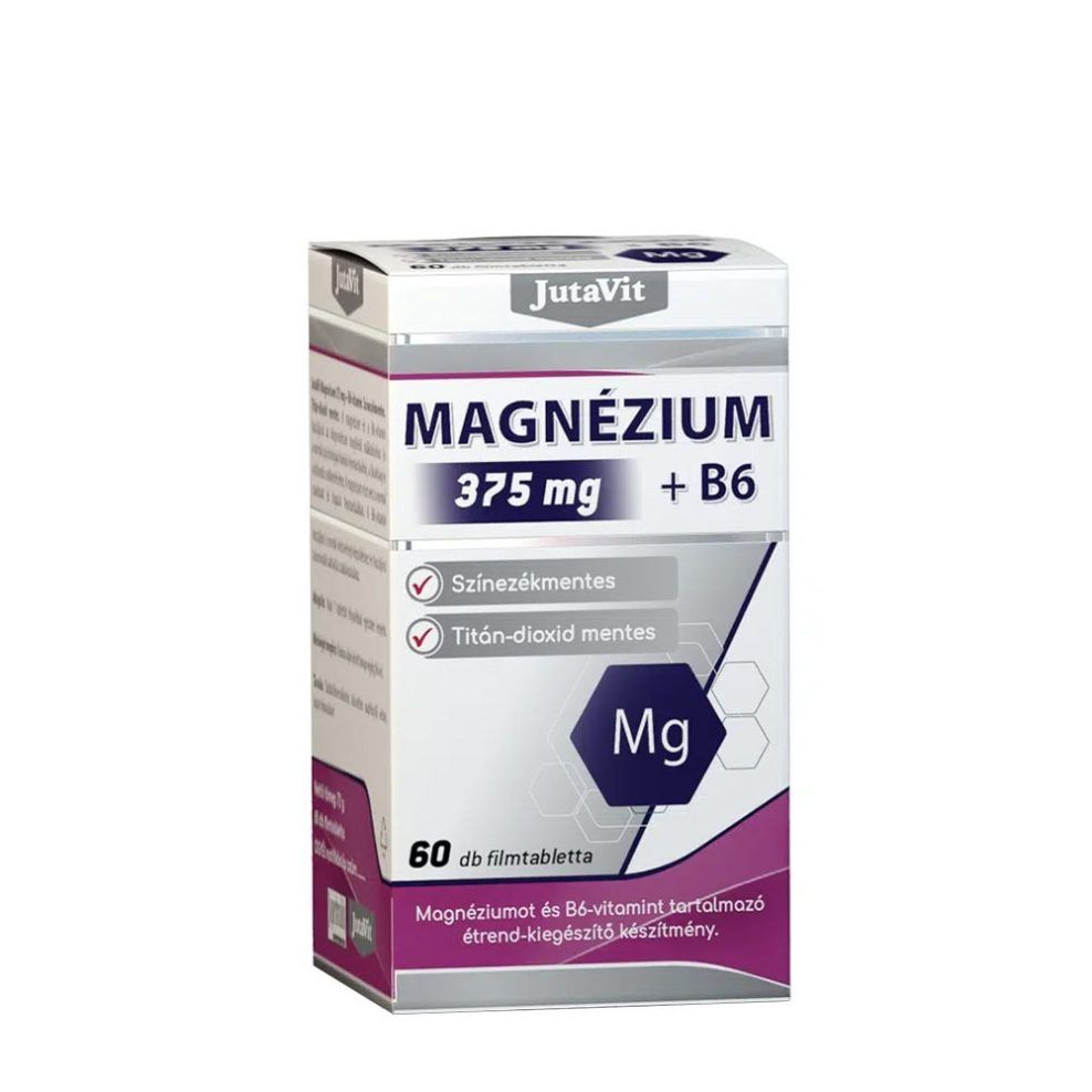 Magnézium 375 mg B6-vitaminnal, JutaVit Magnesium 375 mg + Vitamin B6, 60 tabletta