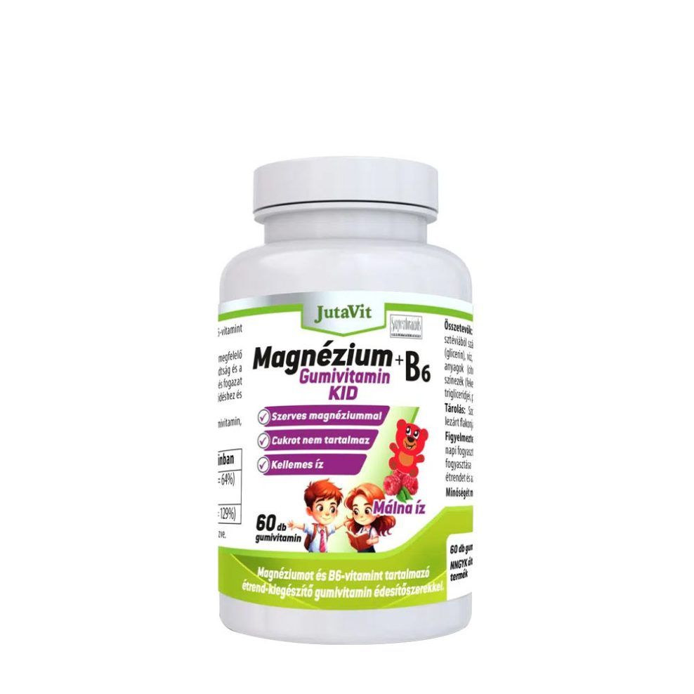 Magnézium gumivitamin, JutaVit Magnesium Gummies, 60 gumicukor, málna íz