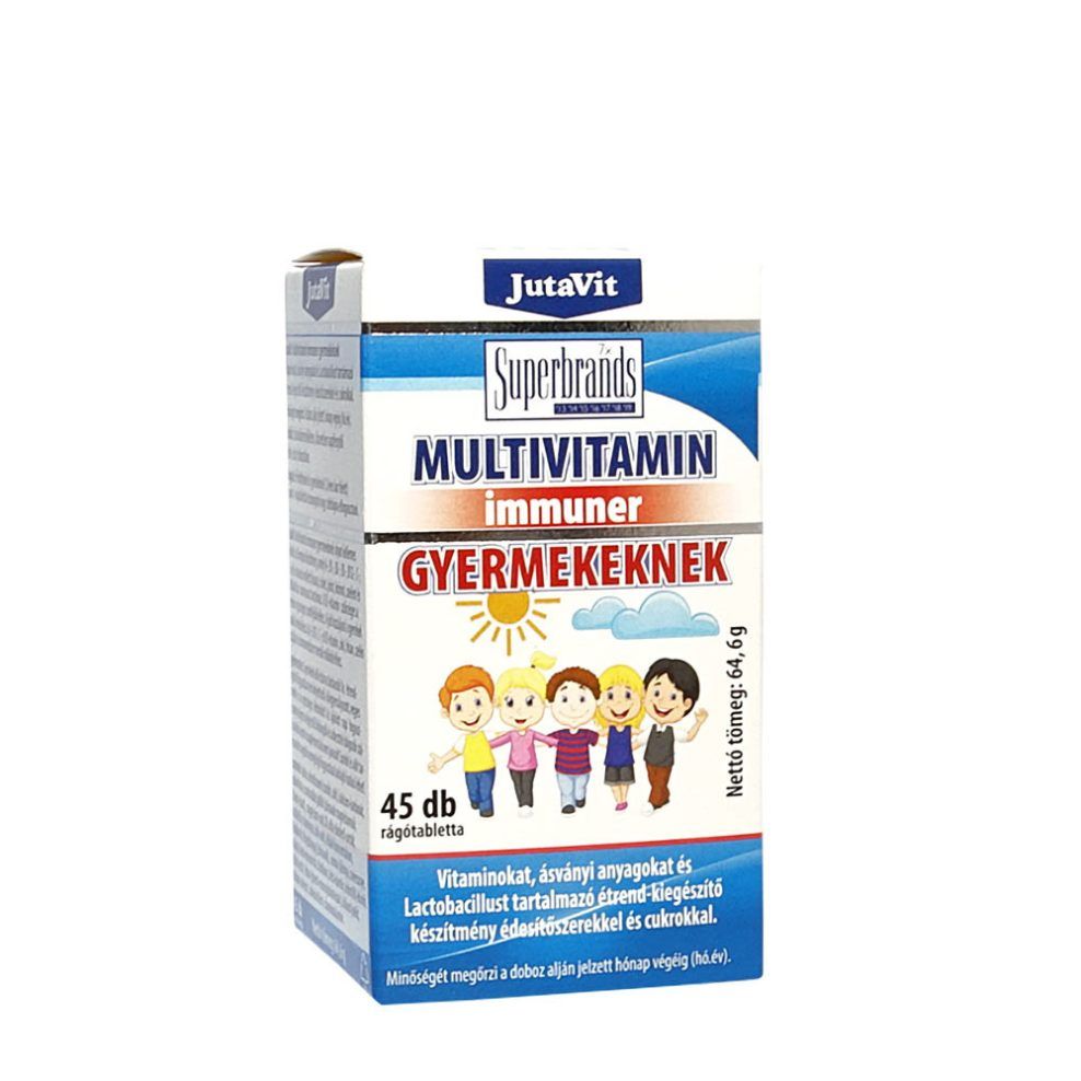 Gyermek multivitamin rágótabletta, JutaVit Multivitamin Immuner chewable tablets For Kids, 45 rágótabletta